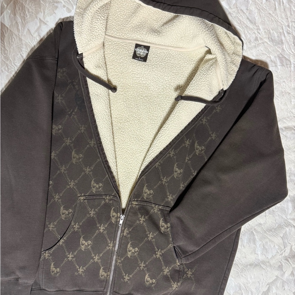 👍Men's ITC Expedition Series Warm hoodie Zip-Sweatshirt Sherpa lined Brown LARGE